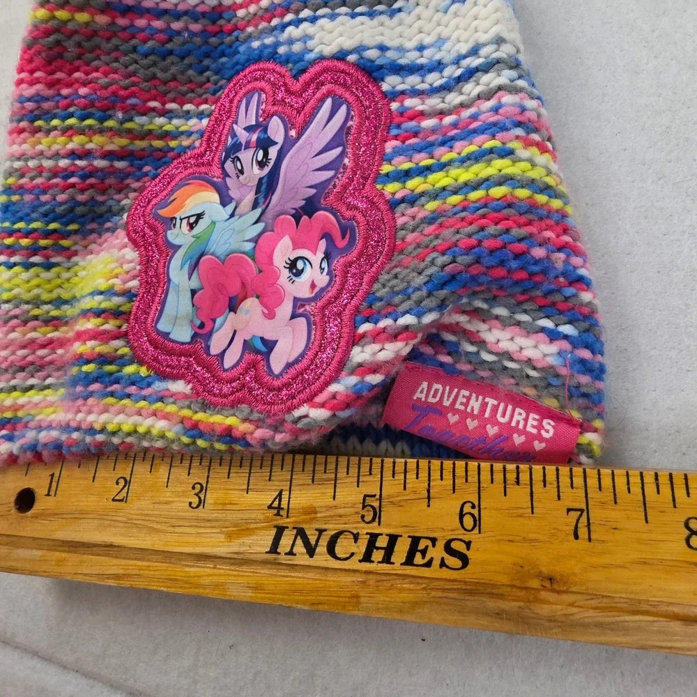 My Little Pony Kids Multi-Color Knit Beanie Pom Pom Hat Rainbow Dash Pinkie Pie